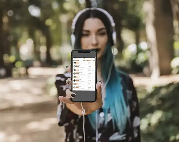 Student using language software