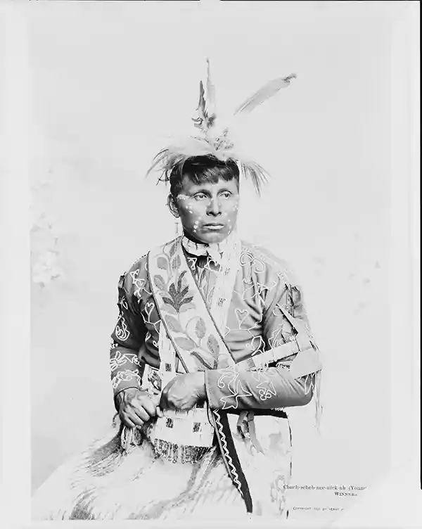 Portrait of Young Eagle, a Ho-Chunk man also called Chack-Scheb-Nee-Neik-Ah, c1904, h.h.bennett